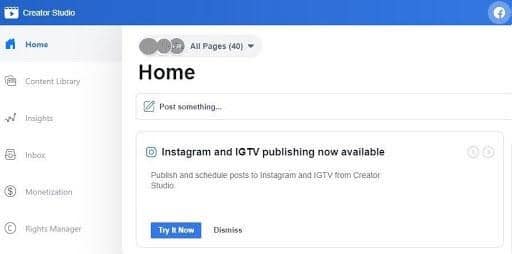 Opening the Facebook Creator Studio