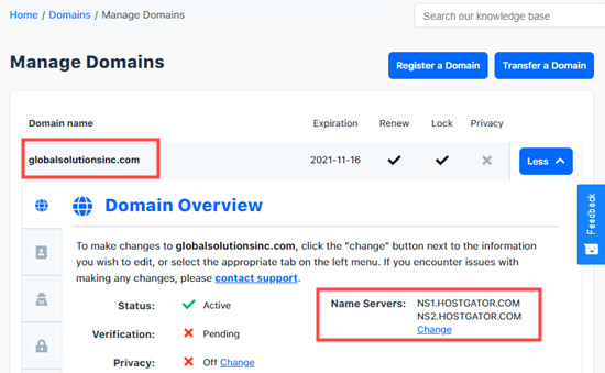 Changing-Nameservers-in-Hostgator-Manage-Domains-change-button