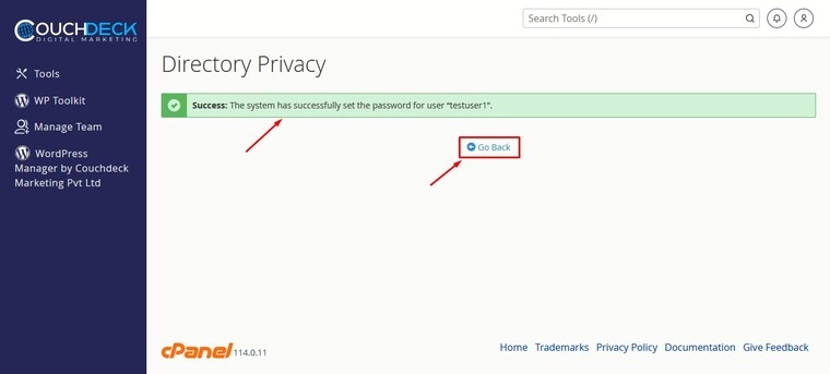 How-to-setup-Directory-Privacy-Create-User-Success-Message-and-go-back-Edit-button